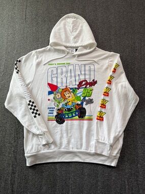 Disney Pixar Toy Story 'Grand Prix' White Hoodie Size XXL